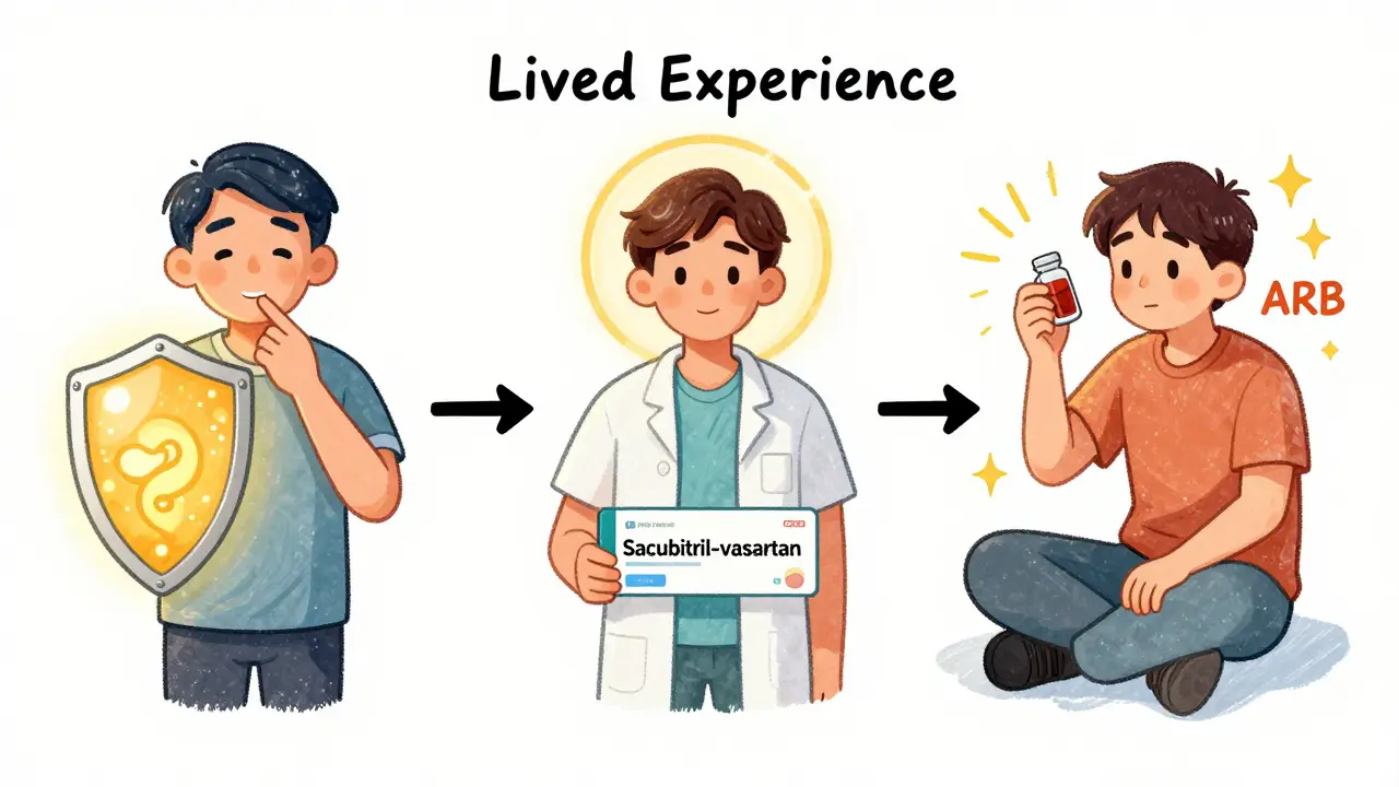 A medical decision tree showing three patients benefiting from different blood pressure medications based on their condition.