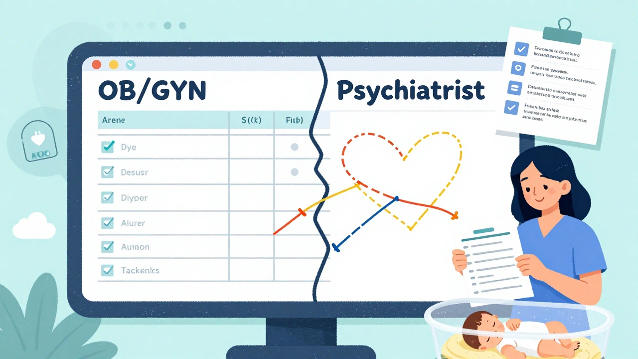 Fragmented medical records connected by threads forming a heart, with woman holding coordinated care plan.