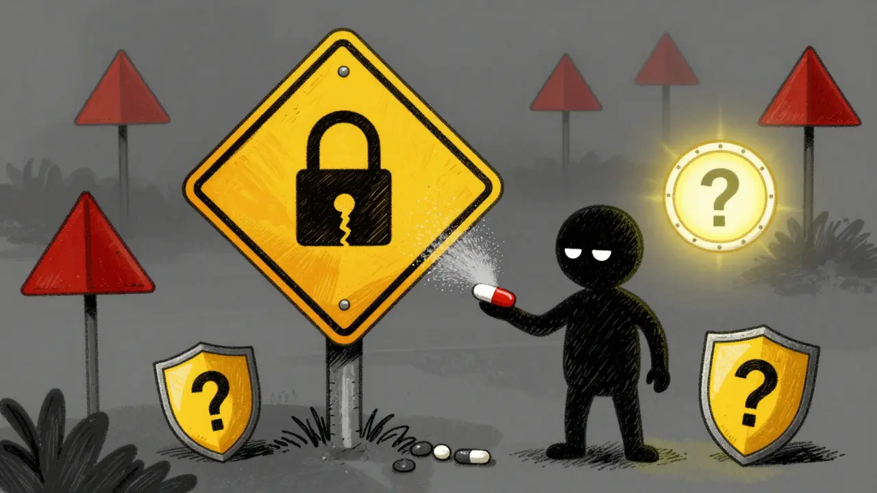 Illustration of warning signs for fake online pharmacies