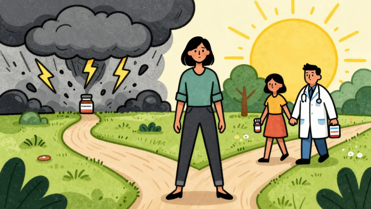 Woman choosing safe path with doctor and folic acid