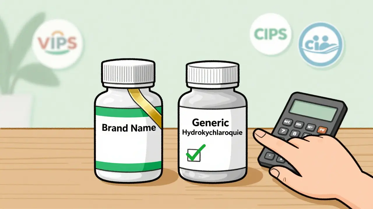 Comparison of brand name vs generic hydroxychloroquine costs