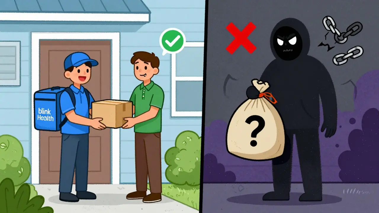 Comparison of safe delivery vs suspicious scam packages