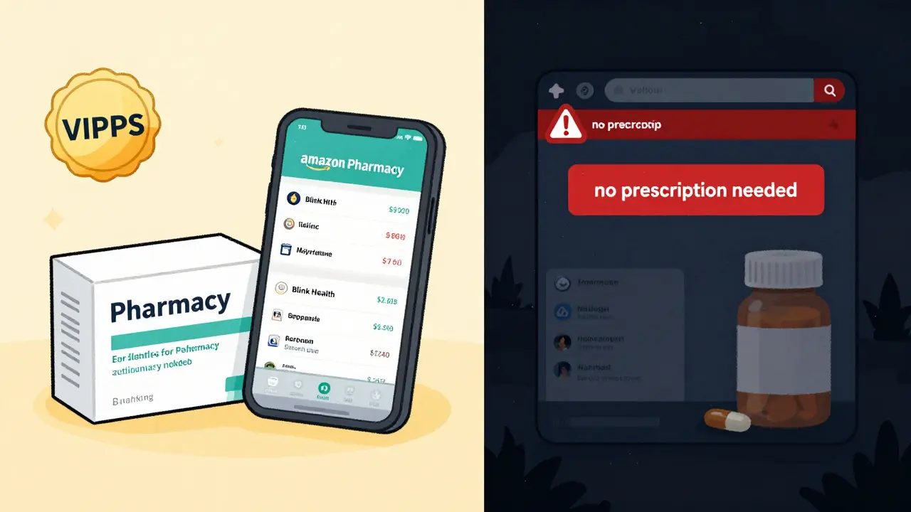 Comparison of safe verified pharmacies versus risky illegal sites