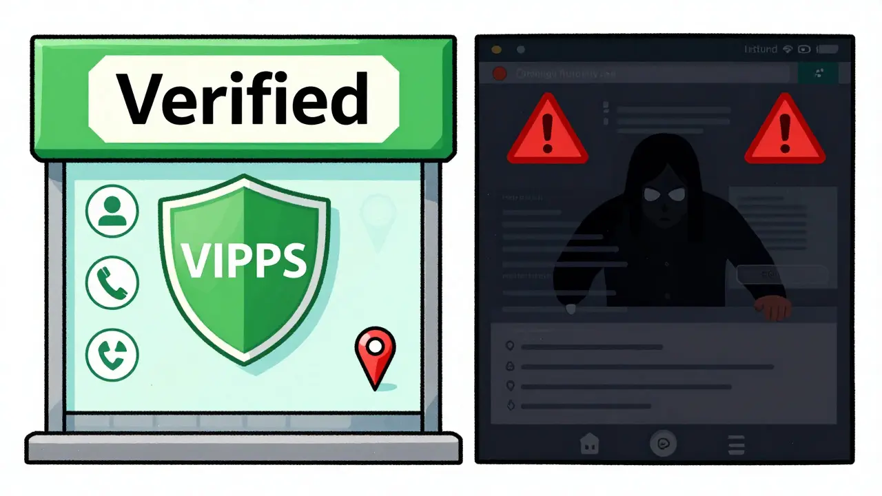 Illustration comparing safe verified pharmacy vs fake site