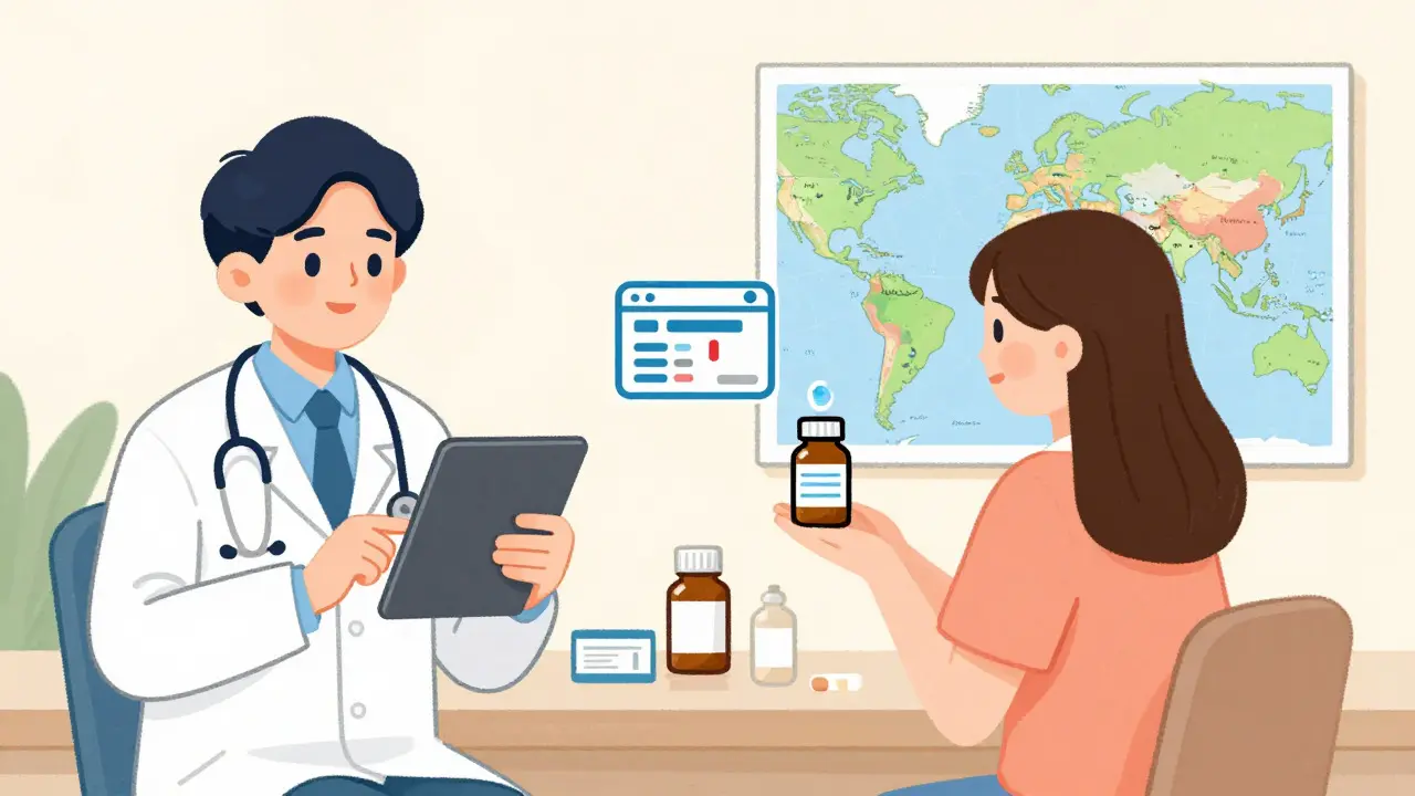 Illustration of a telehealth consultation leading to a prescription
